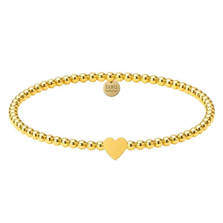 Gold Solid Heart Charm Bracelet - Box Turtle