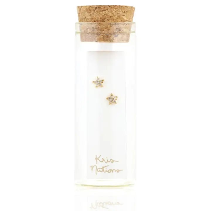 Gold Star Crystal Stud Earrings - Box Turtle