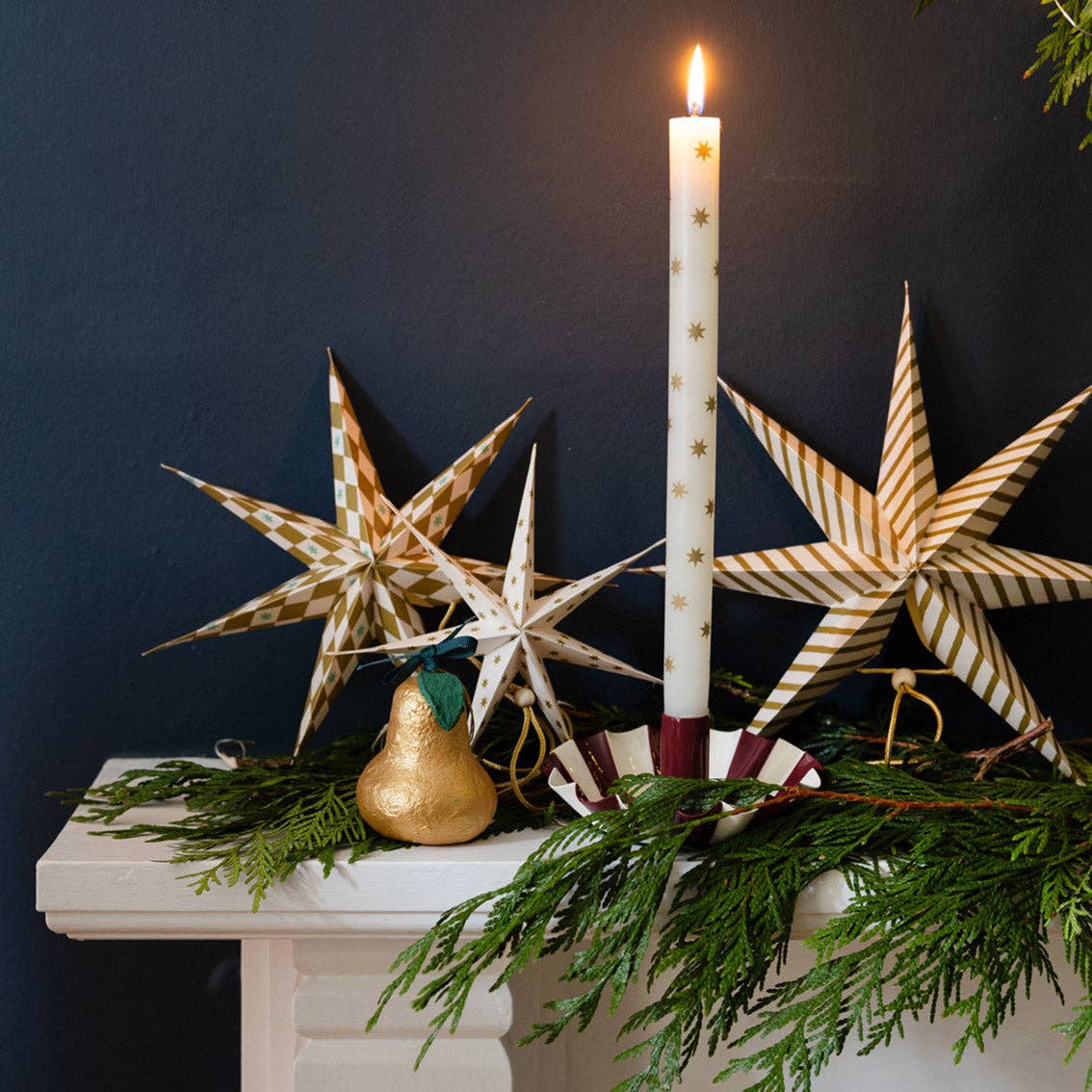 Gold Star Straight Dinner Candle - Box Turtle