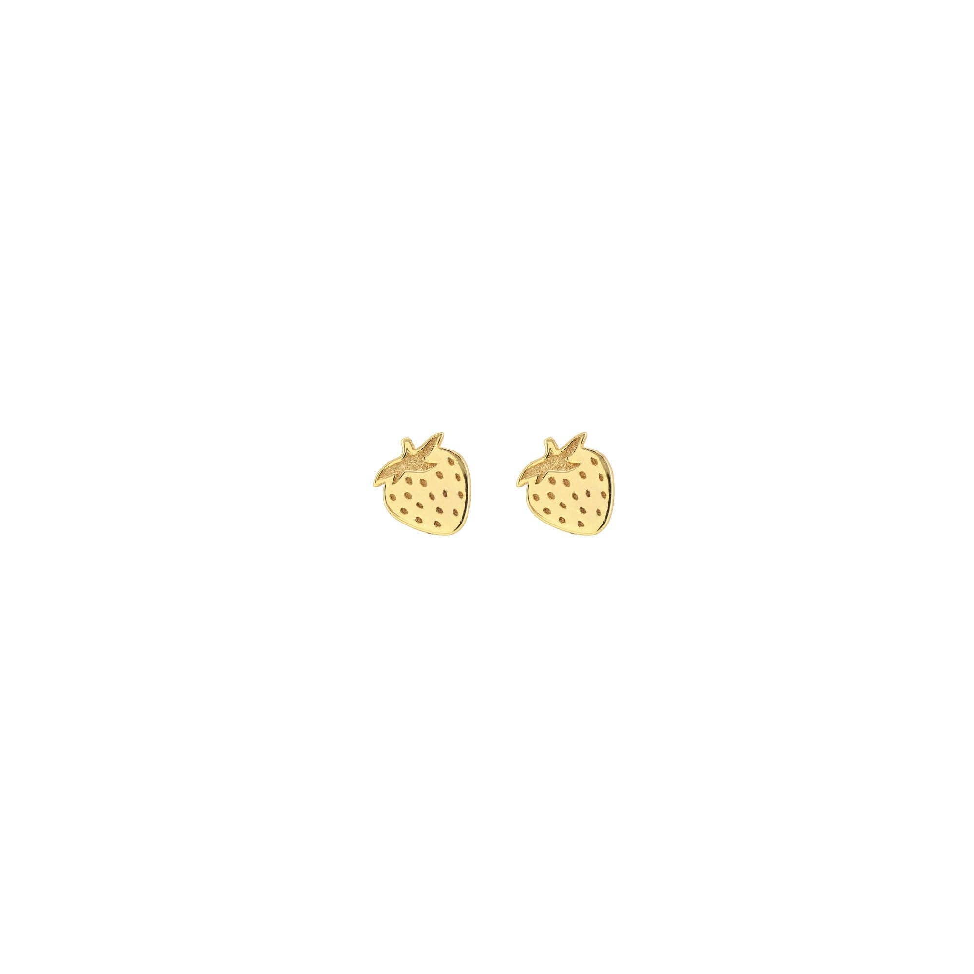 Gold Strawberry Studs - Box Turtle