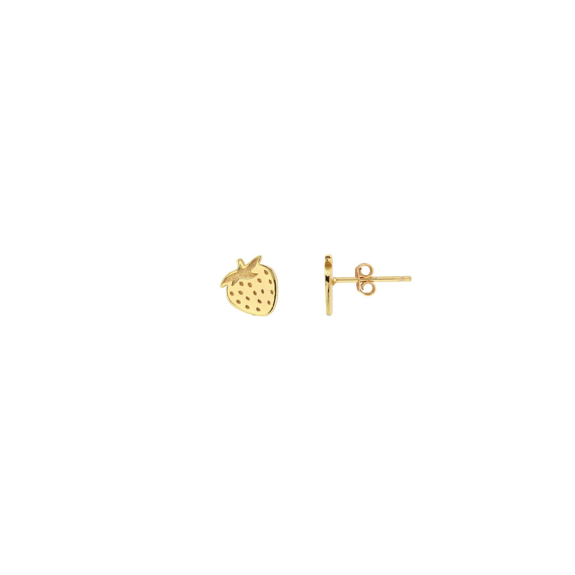 Gold Strawberry Studs - Box Turtle