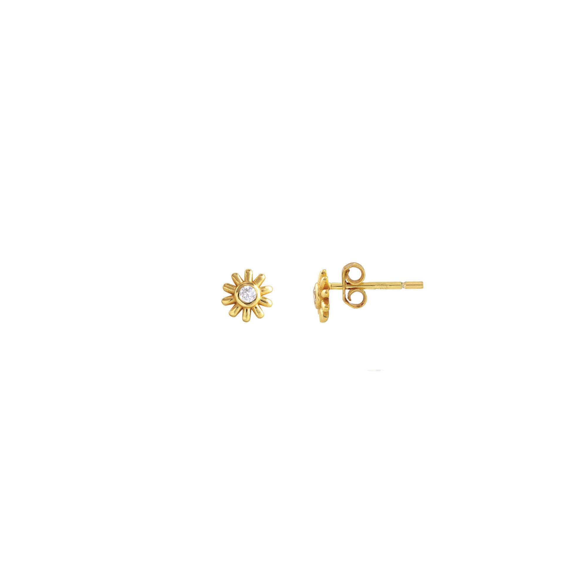 Gold Sunburst Crystal Studs - Box Turtle