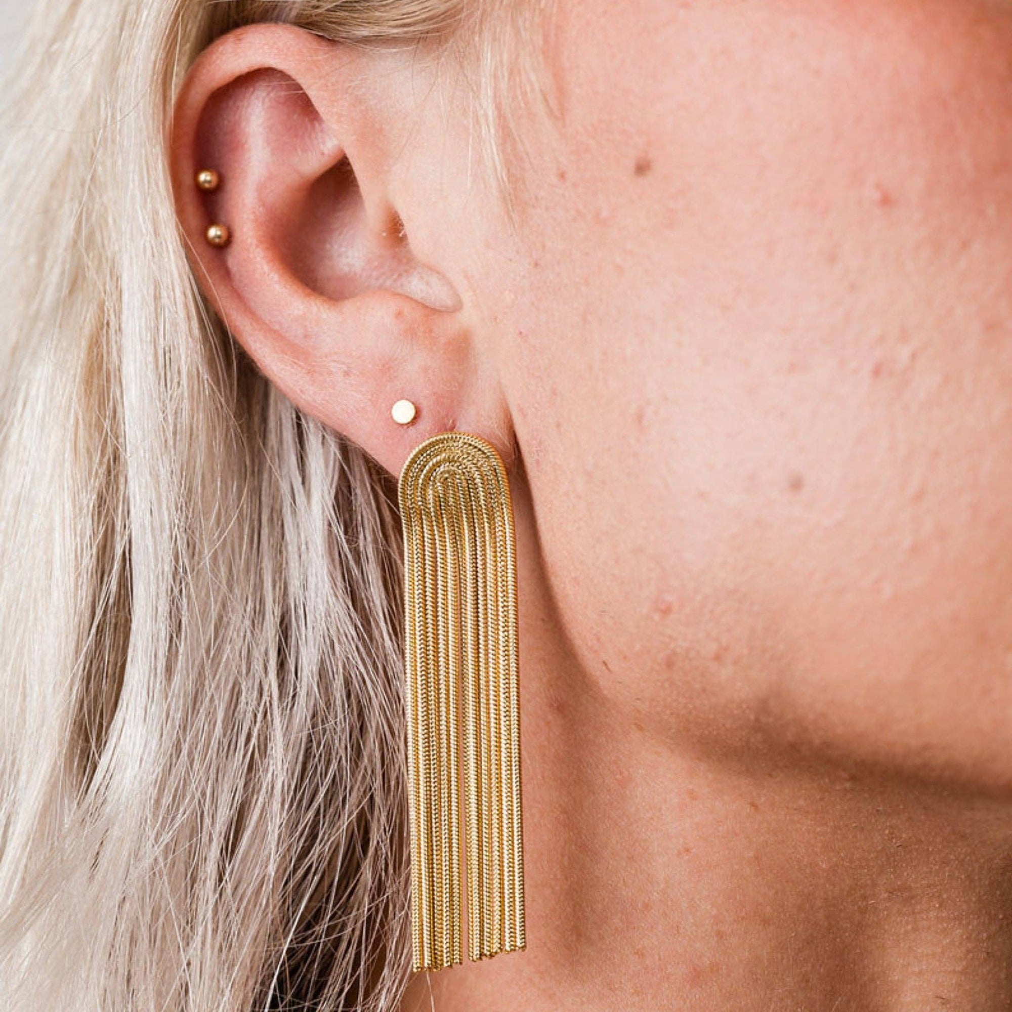 Gold Tassel Earrings - Box Turtle