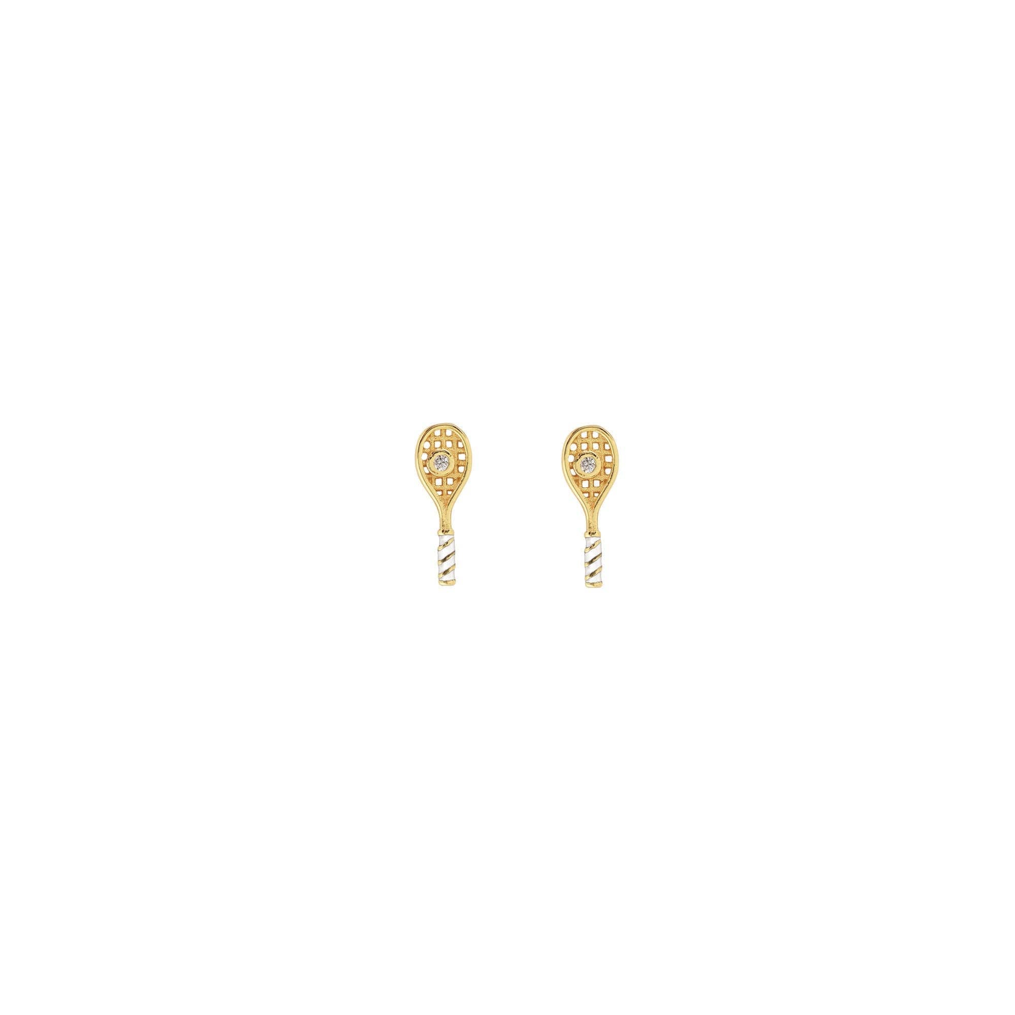 Gold Tennis Racket Studs - Box Turtle