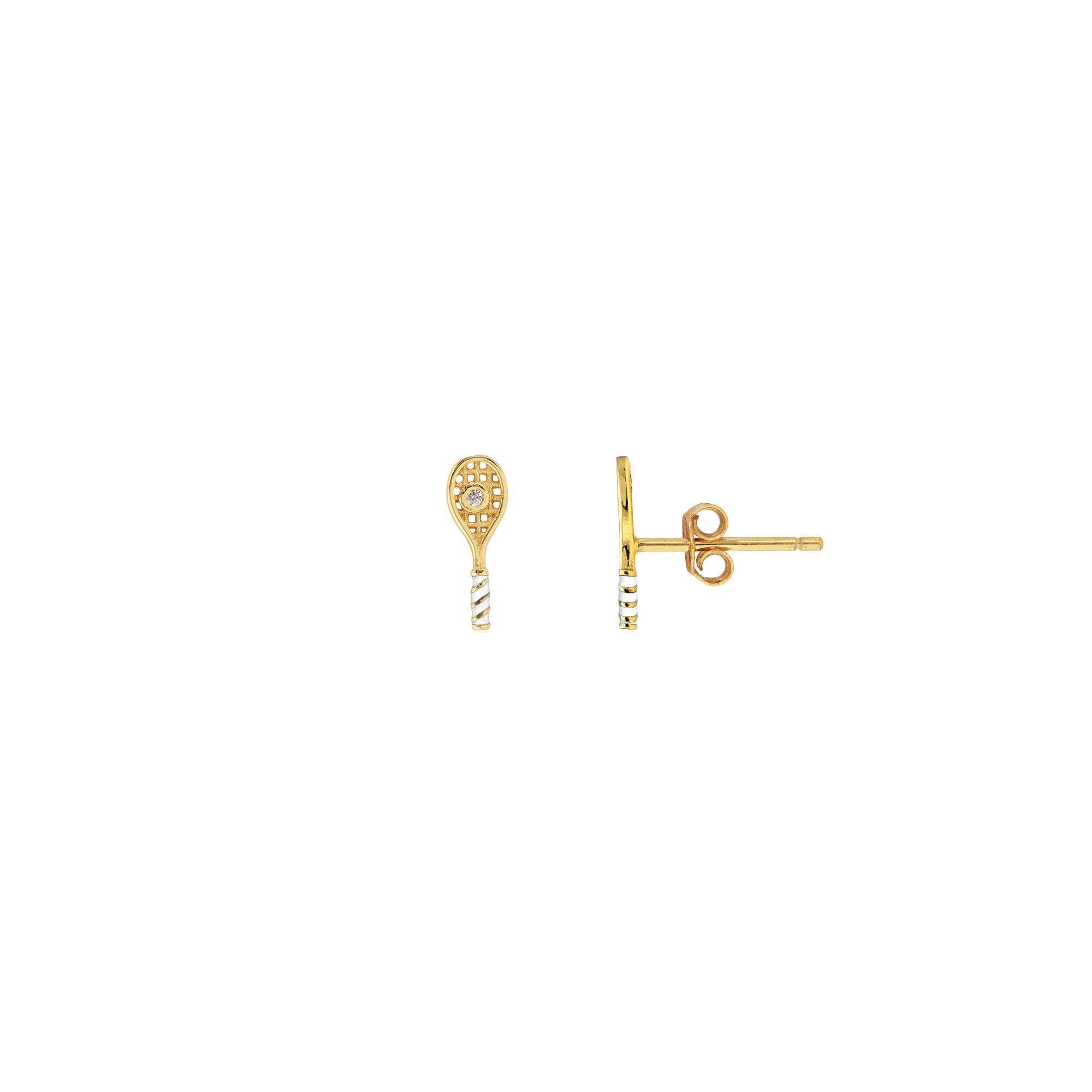 Gold Tennis Racket Studs - Box Turtle
