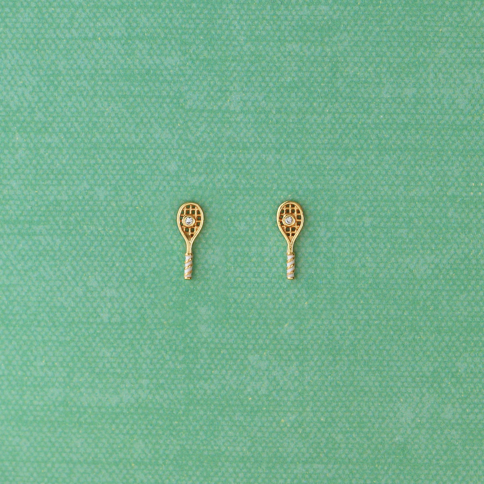 Gold Tennis Racket Studs - Box Turtle