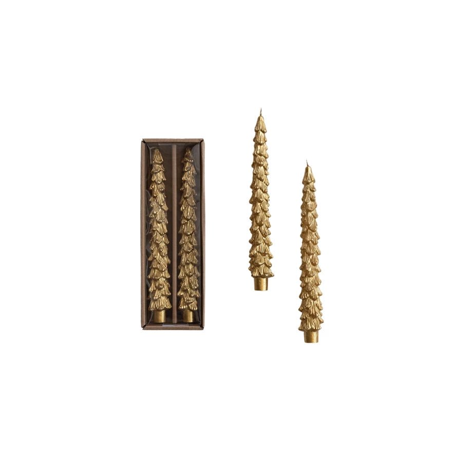 Gold Tree Shaped Taper Candles - Box Turtle