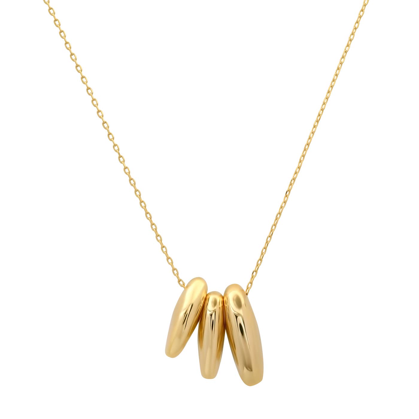 Gold Triple Puffy Oval Necklace - Box Turtle