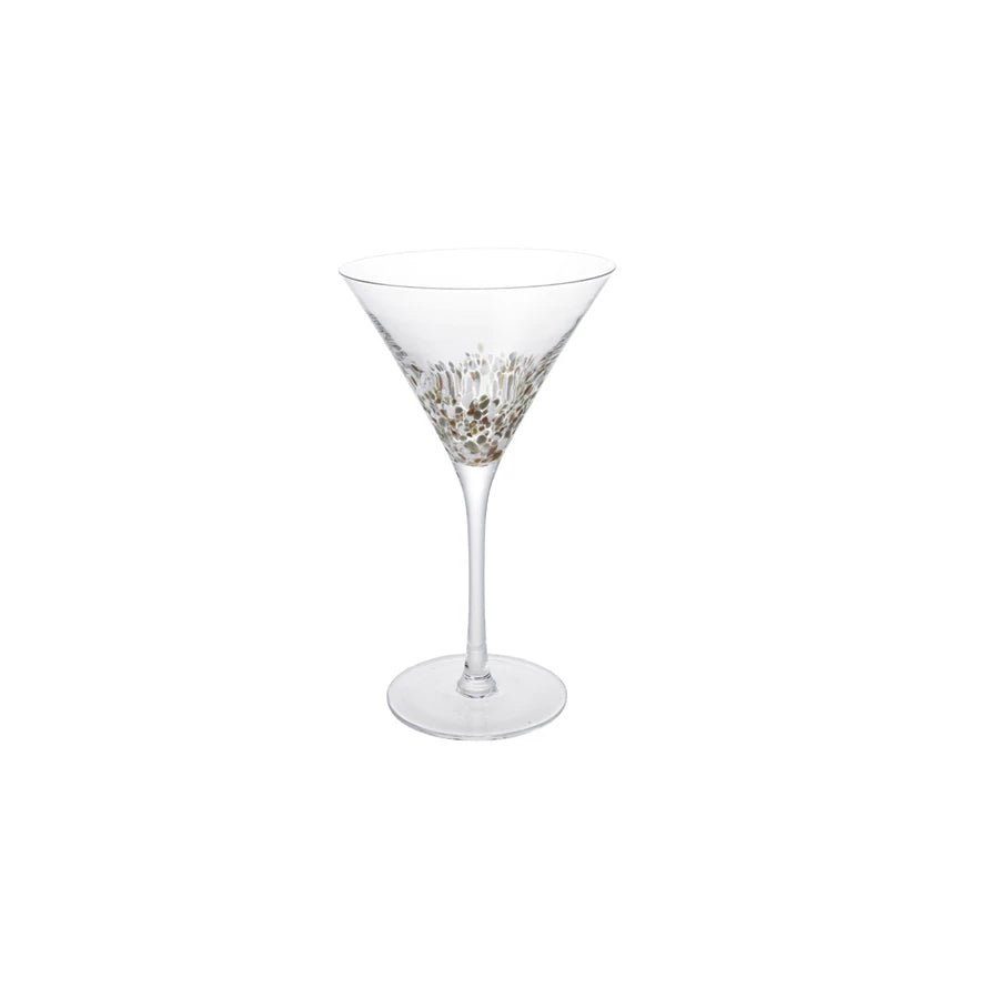 Gold & White Confetti Martini Glass - Box Turtle