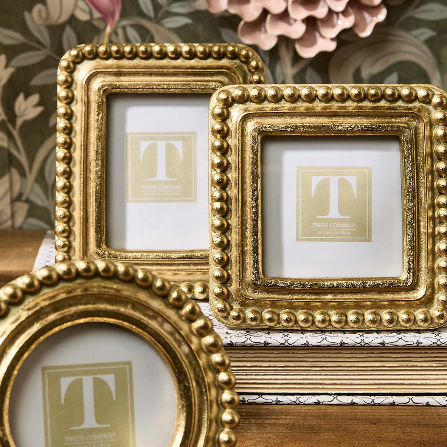 Golden Beaded Texture Frame - Box Turtle