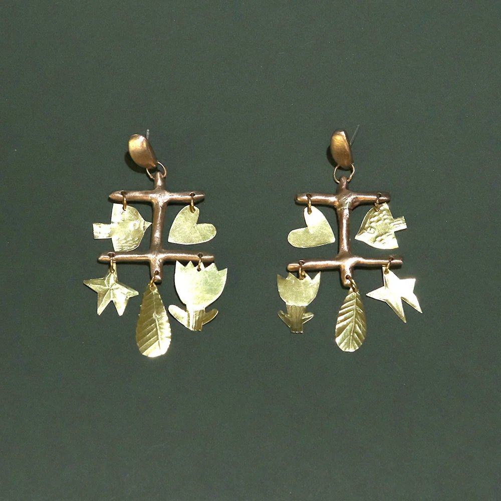 Golden Folklore Earrings - Box Turtle