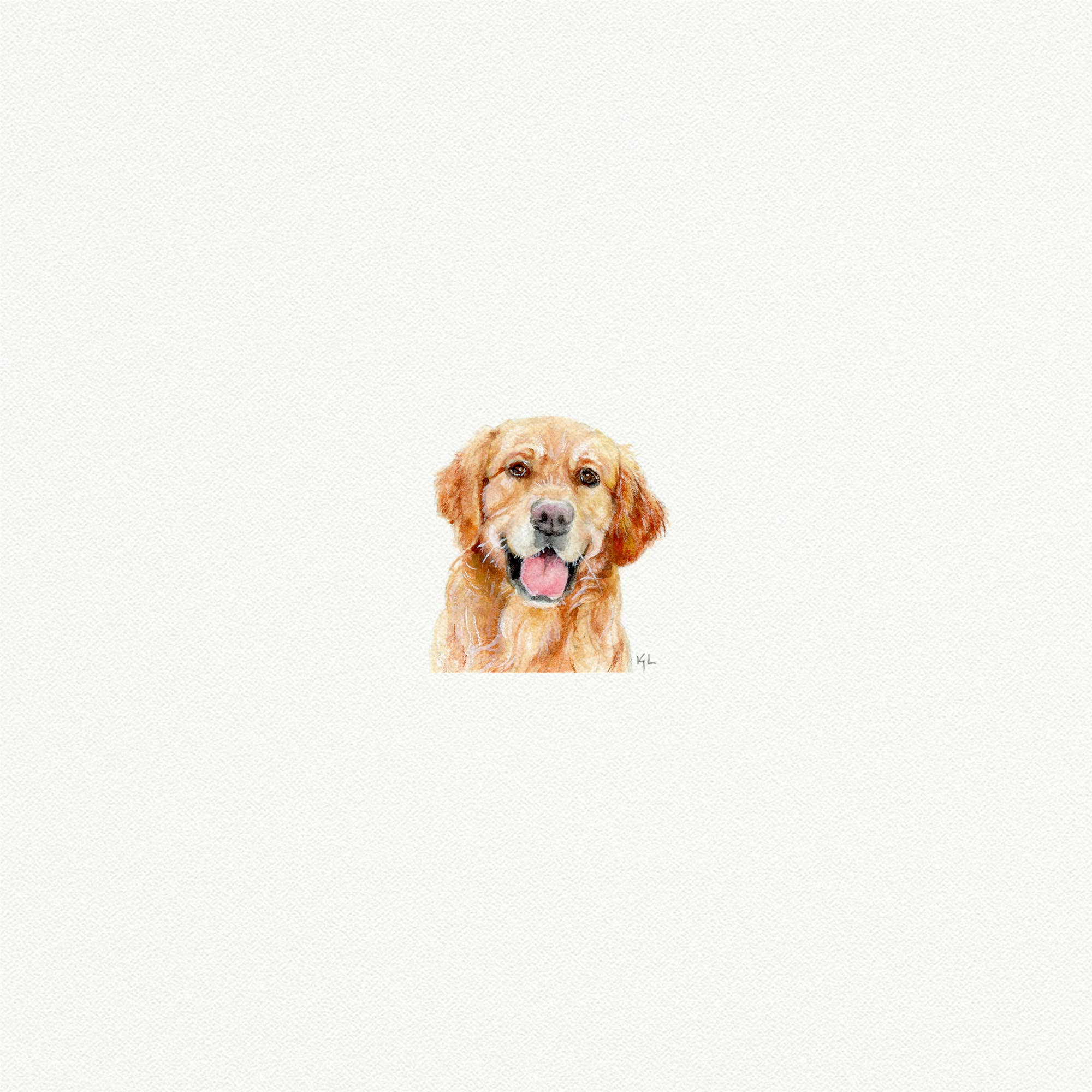 Golden Retriever Miniature Watercolor Print - Box Turtle