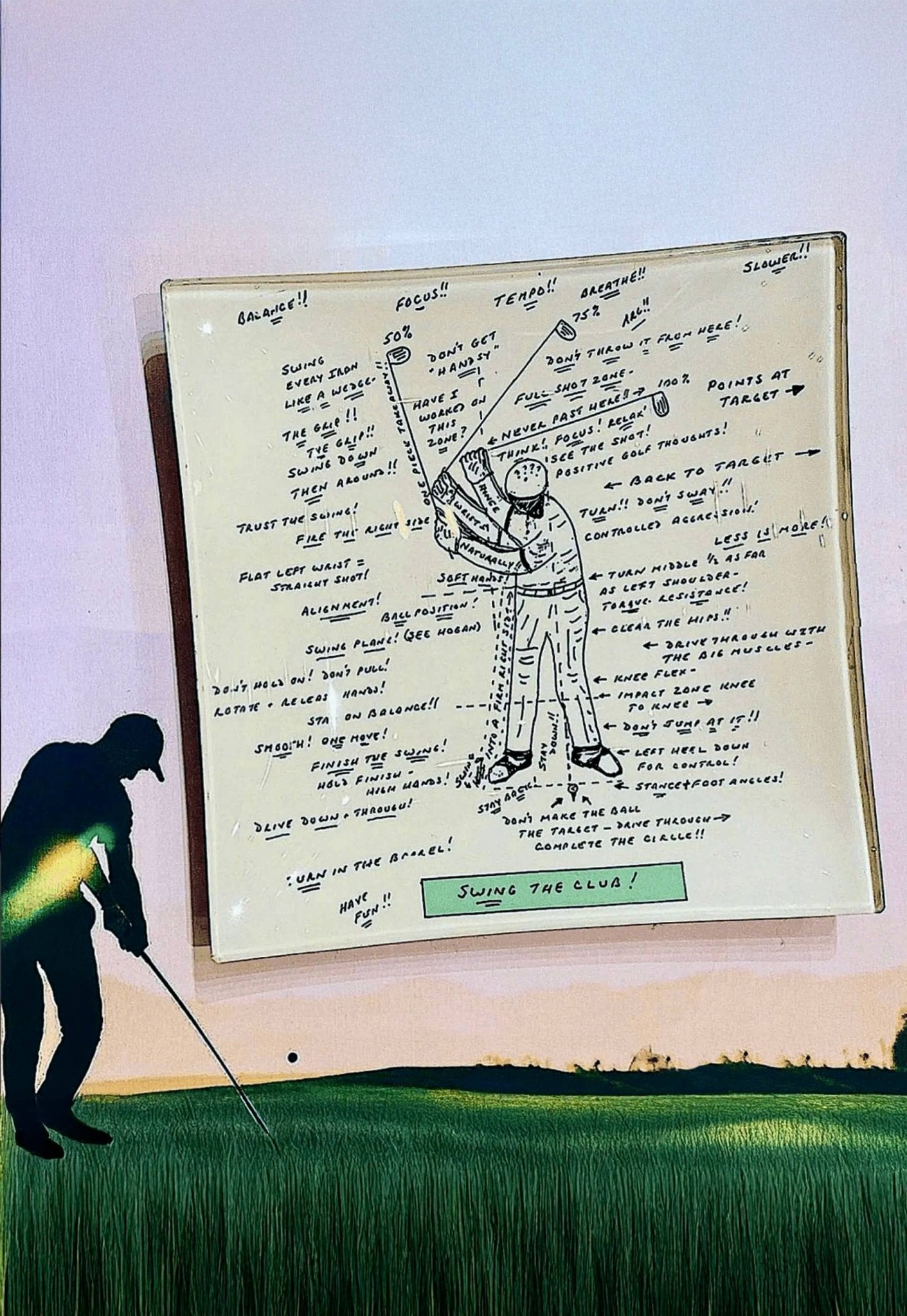 Golf Sketch Swing The Club Decoupage Glass Tray - Box Turtle