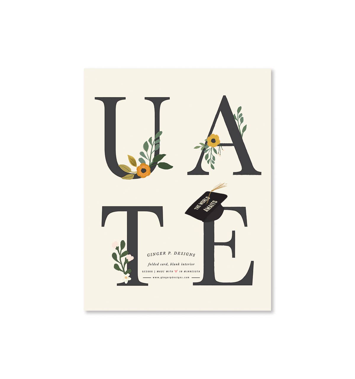 Grad Floral Greeting Card - Box Turtle