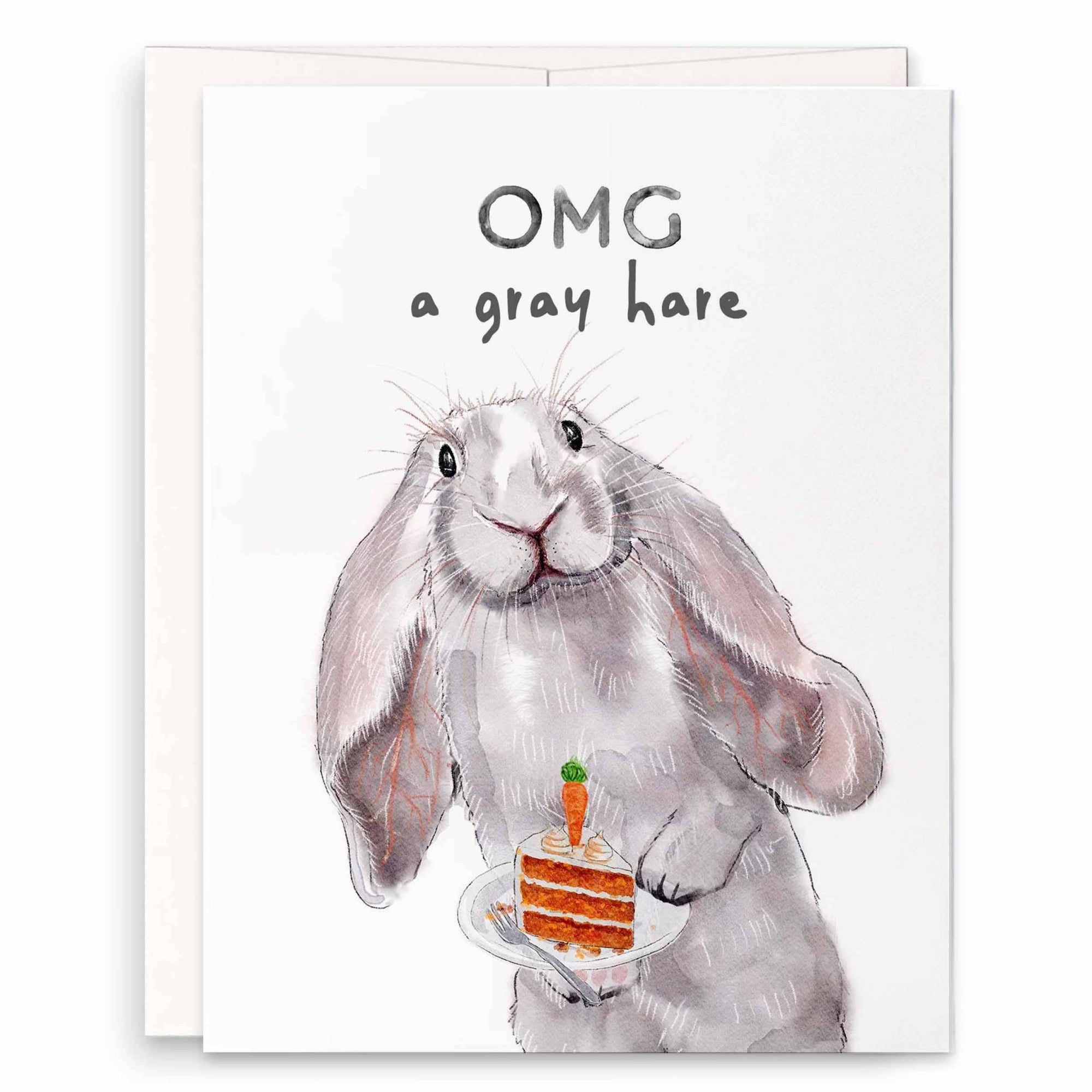 Gray Hare - Funny Birthday Card - Box Turtle