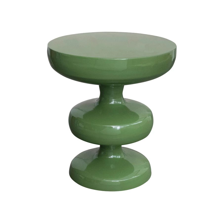 Green Enameled Metal Table - Box Turtle