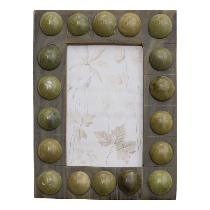 Green Handmade Marbled Bobbin Frame - Box Turtle