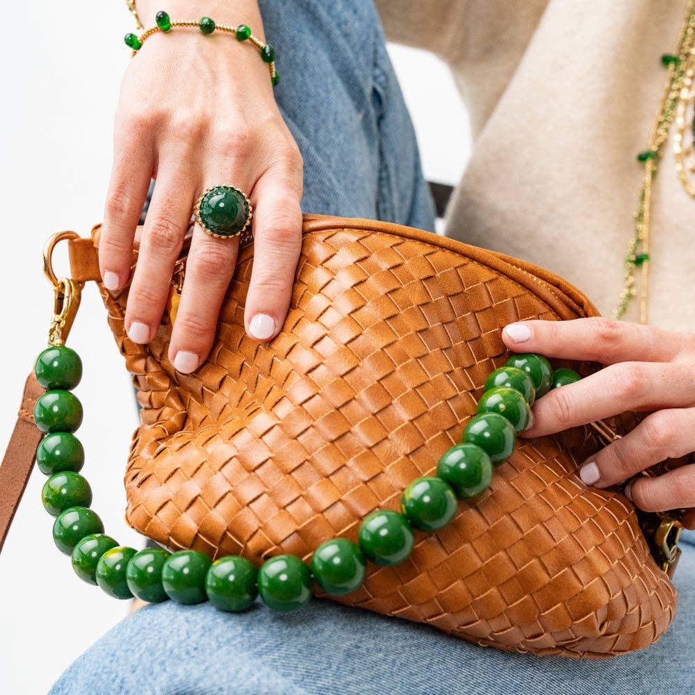 Green Iris Large Resin Bead Necklace - Box Turtle