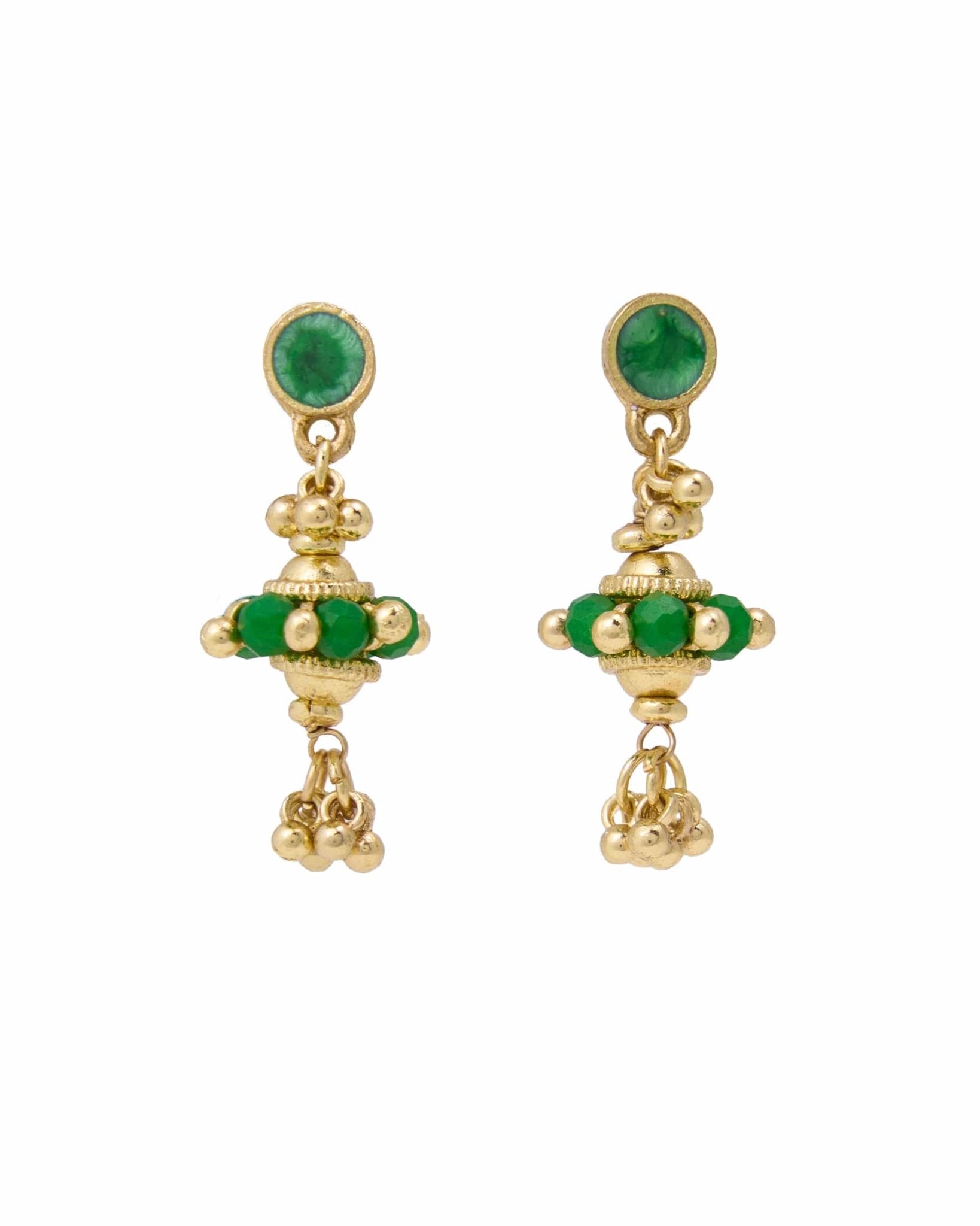 Green Jeannie Crystal + Enamel Earrings - Box Turtle
