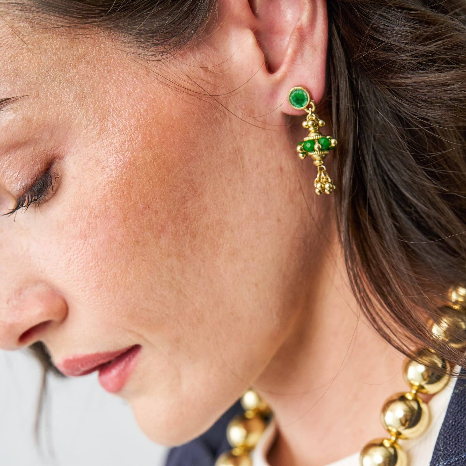 Green Jeannie Crystal + Enamel Earrings - Box Turtle