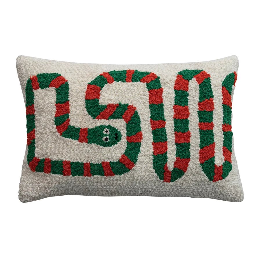 Green & Orange Snake Tufted Lumbar Pillow - Box Turtle