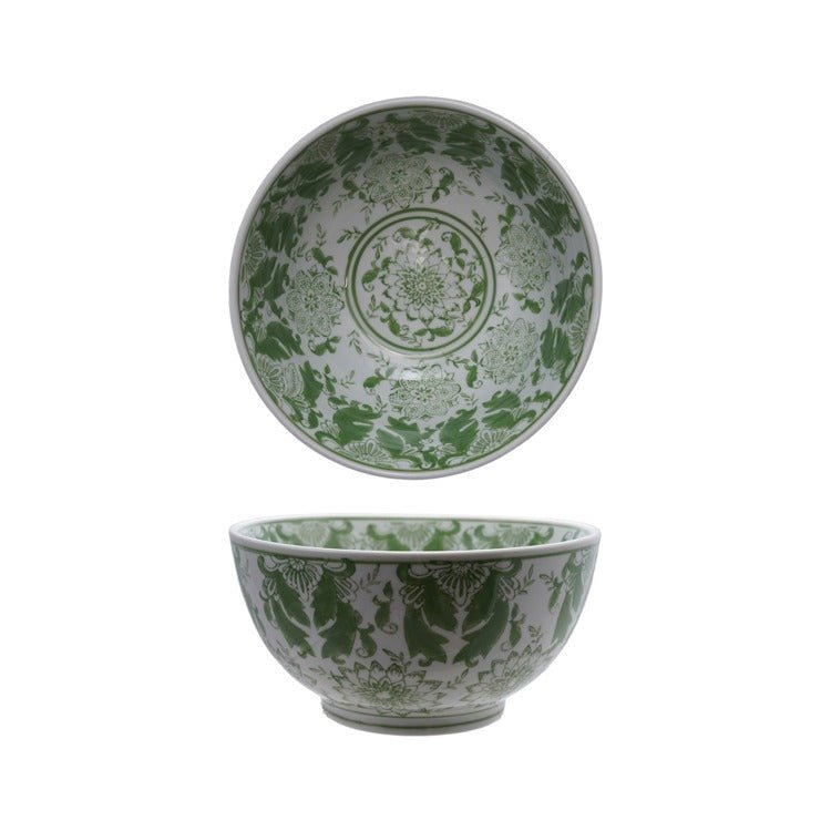Green Pattern Stoneware Bowl - Box Turtle