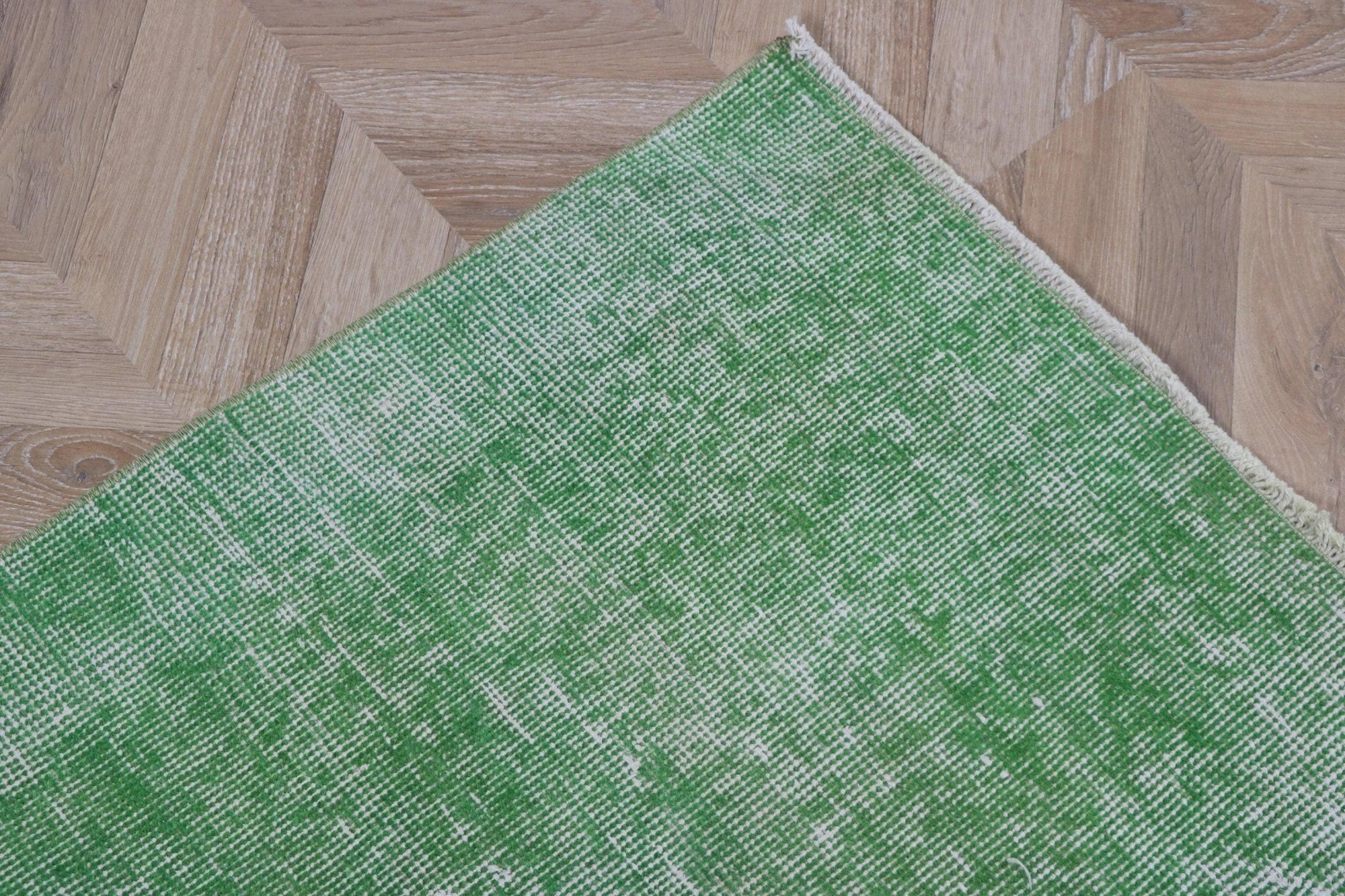 Green Polka dot Turkish Vintage Rug - Box Turtle