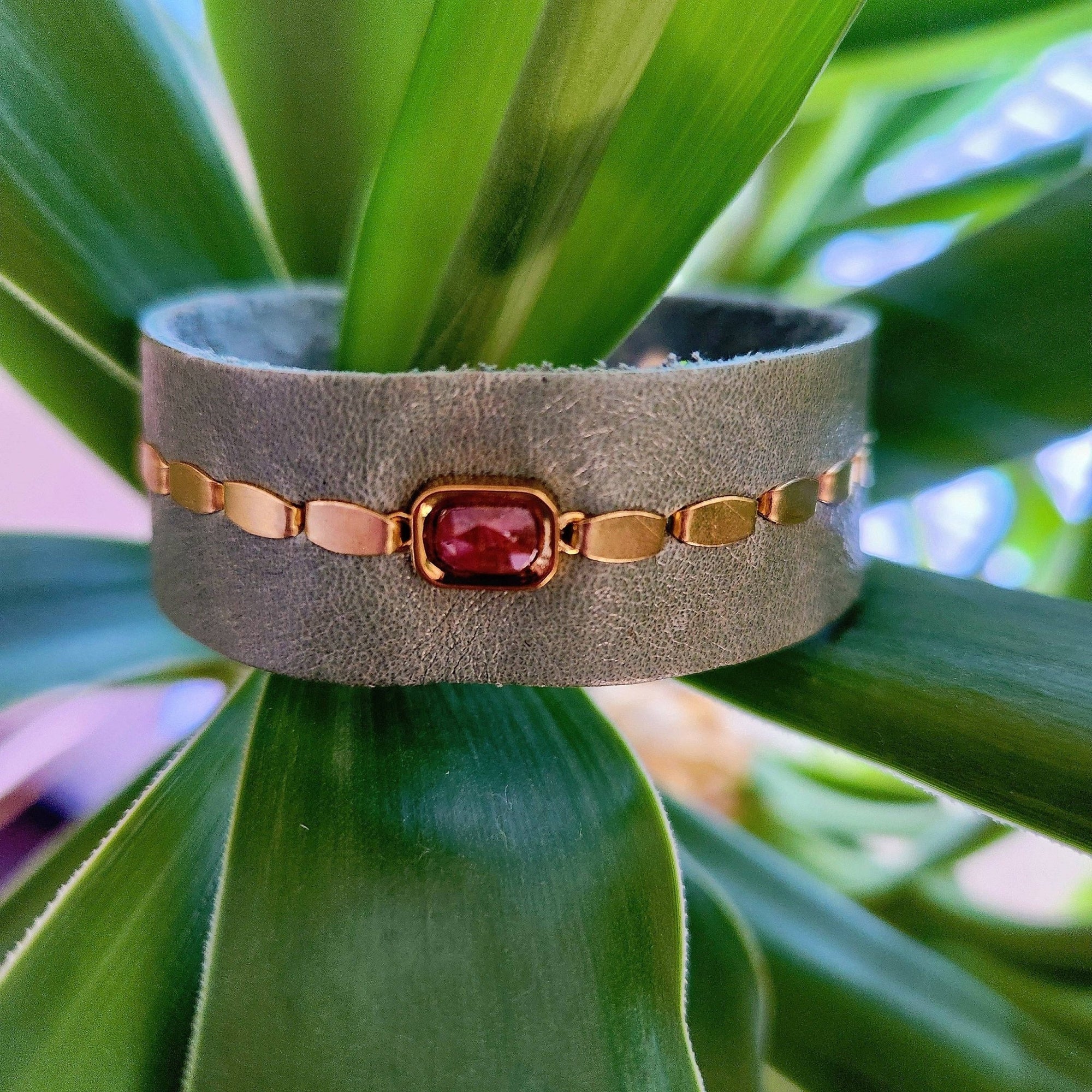 Green Ruby Jasper Cuff - Box Turtle
