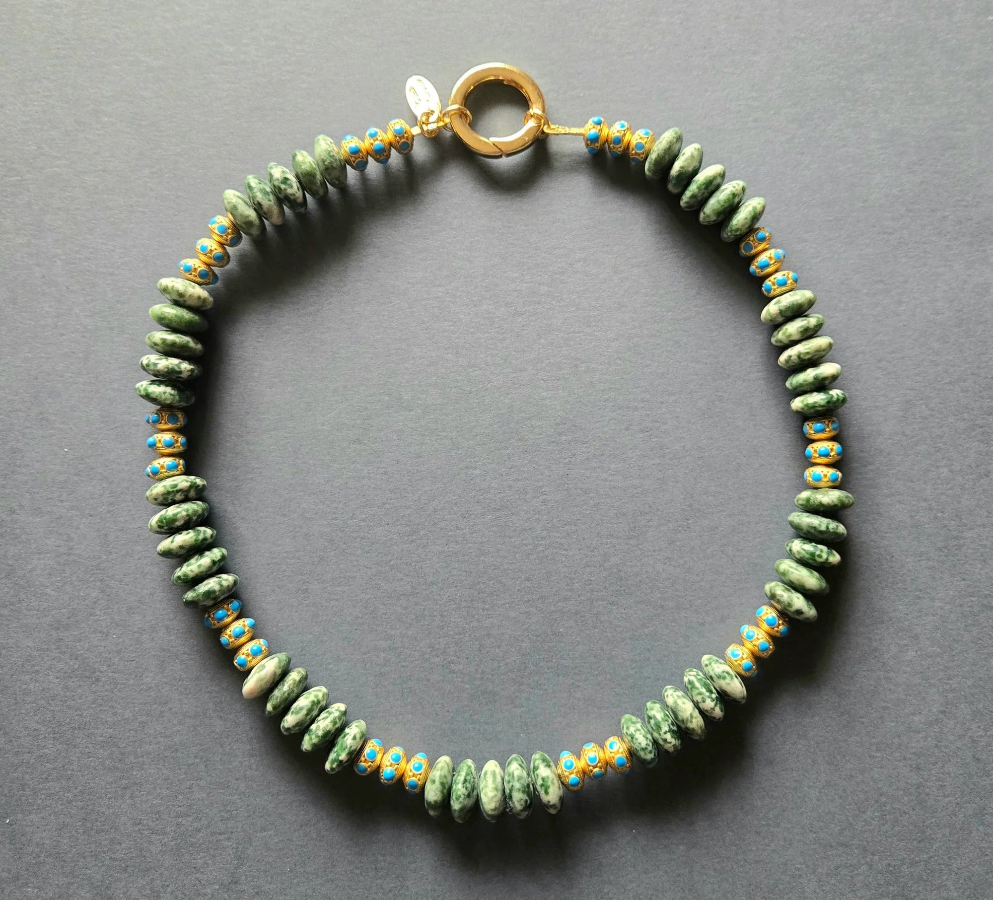 Green Spot Jasper Necklace - Box Turtle