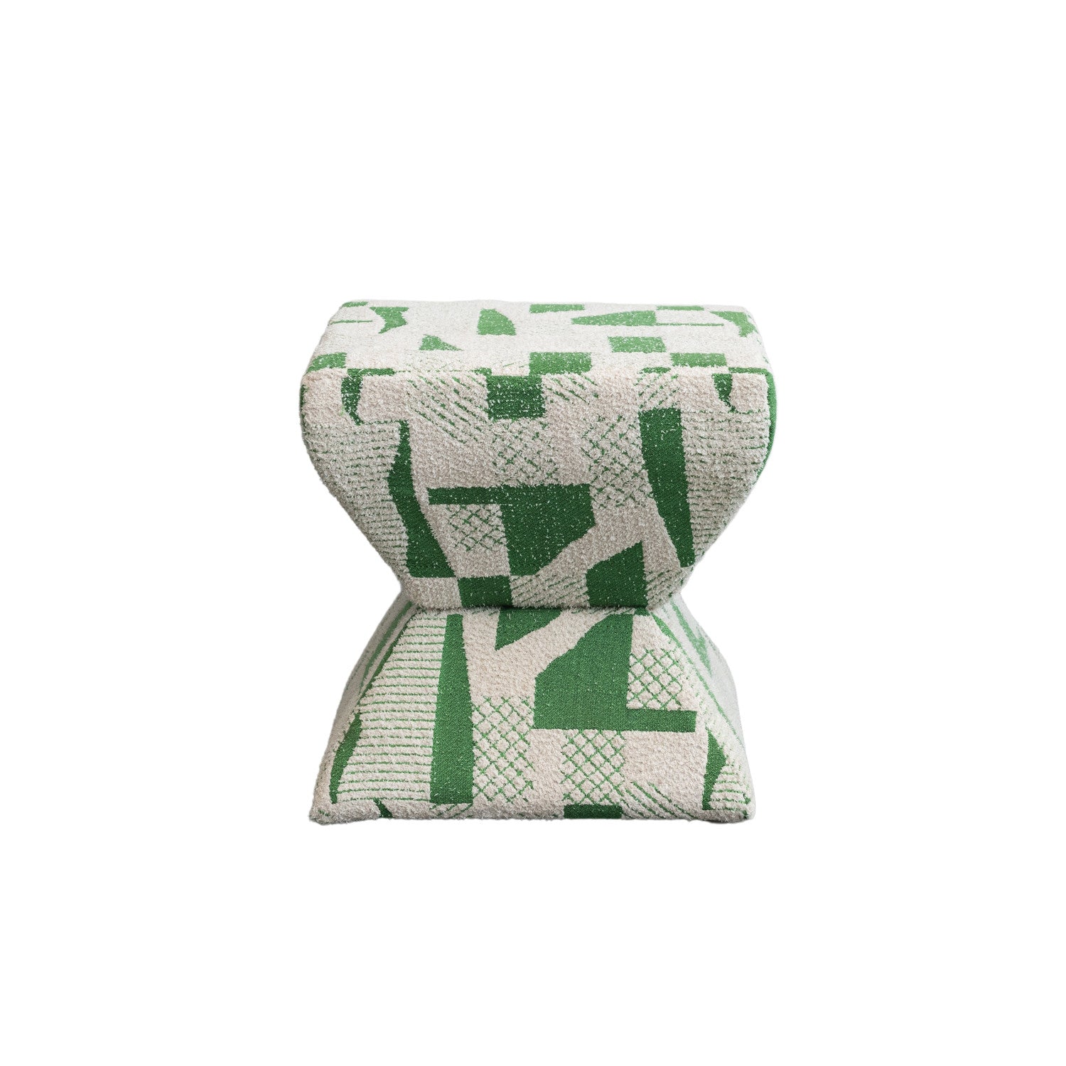 Green & White Upholstered Stool/Ottoman - Box Turtle