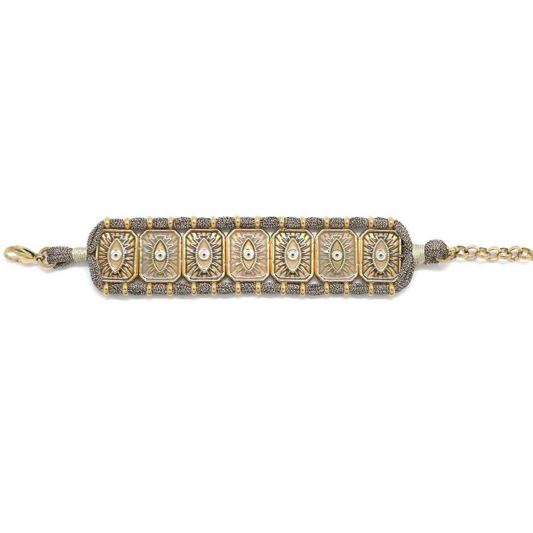 Grey Evil Eye Cuff Style Bracelet - Box Turtle