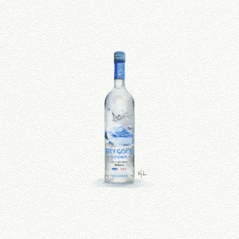 Grey Goose Vodka Miniature Watercolor Print - Box Turtle