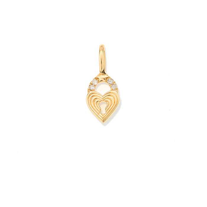 Groovy Diamond Heart Padlock Mini Charm - Box Turtle
