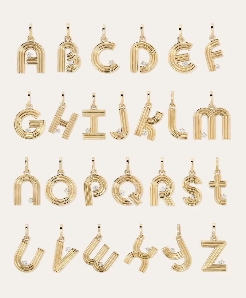 Groovy Diamond Initial Hinged Charm - Box Turtle