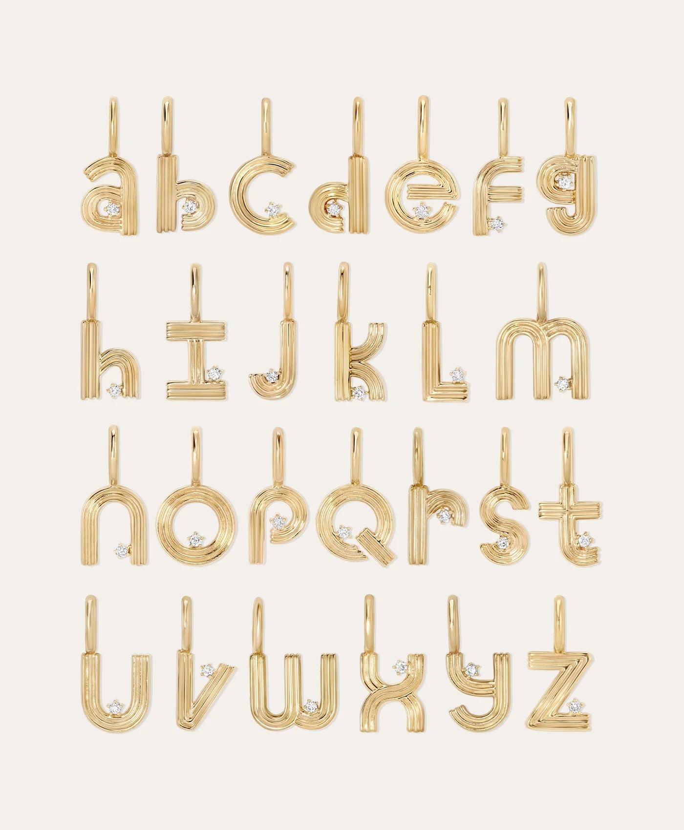 Groovy Diamond Initial Mini Charm - Box Turtle