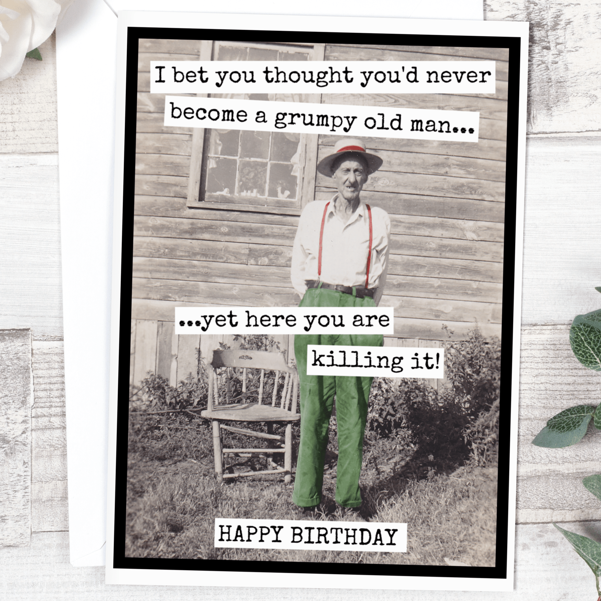 Grumpy Old Man Birthday Card - Box Turtle