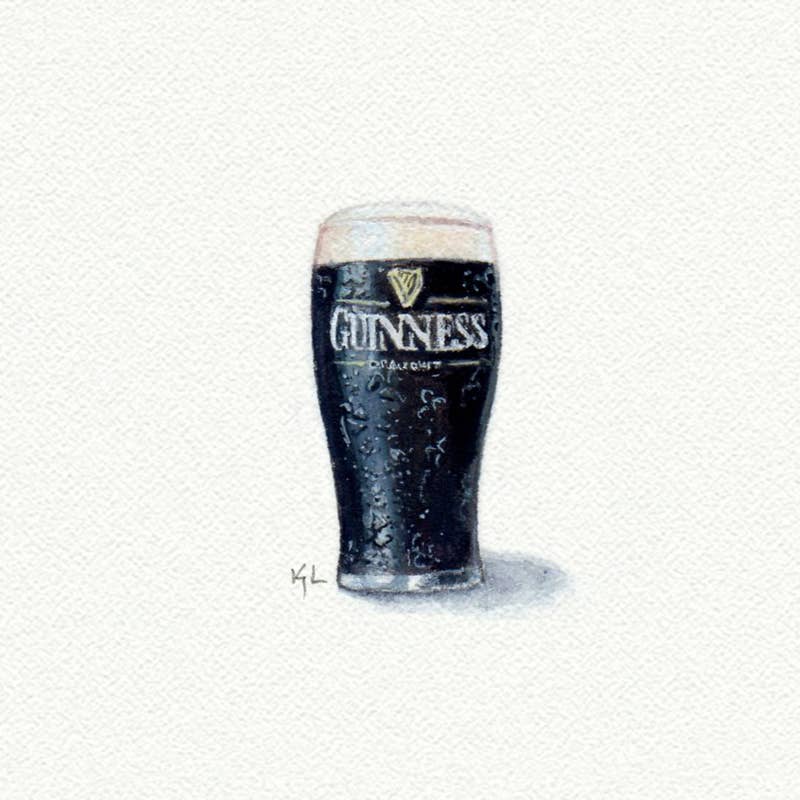 Guinness Beer Miniature Watercolor Painting - Box Turtle