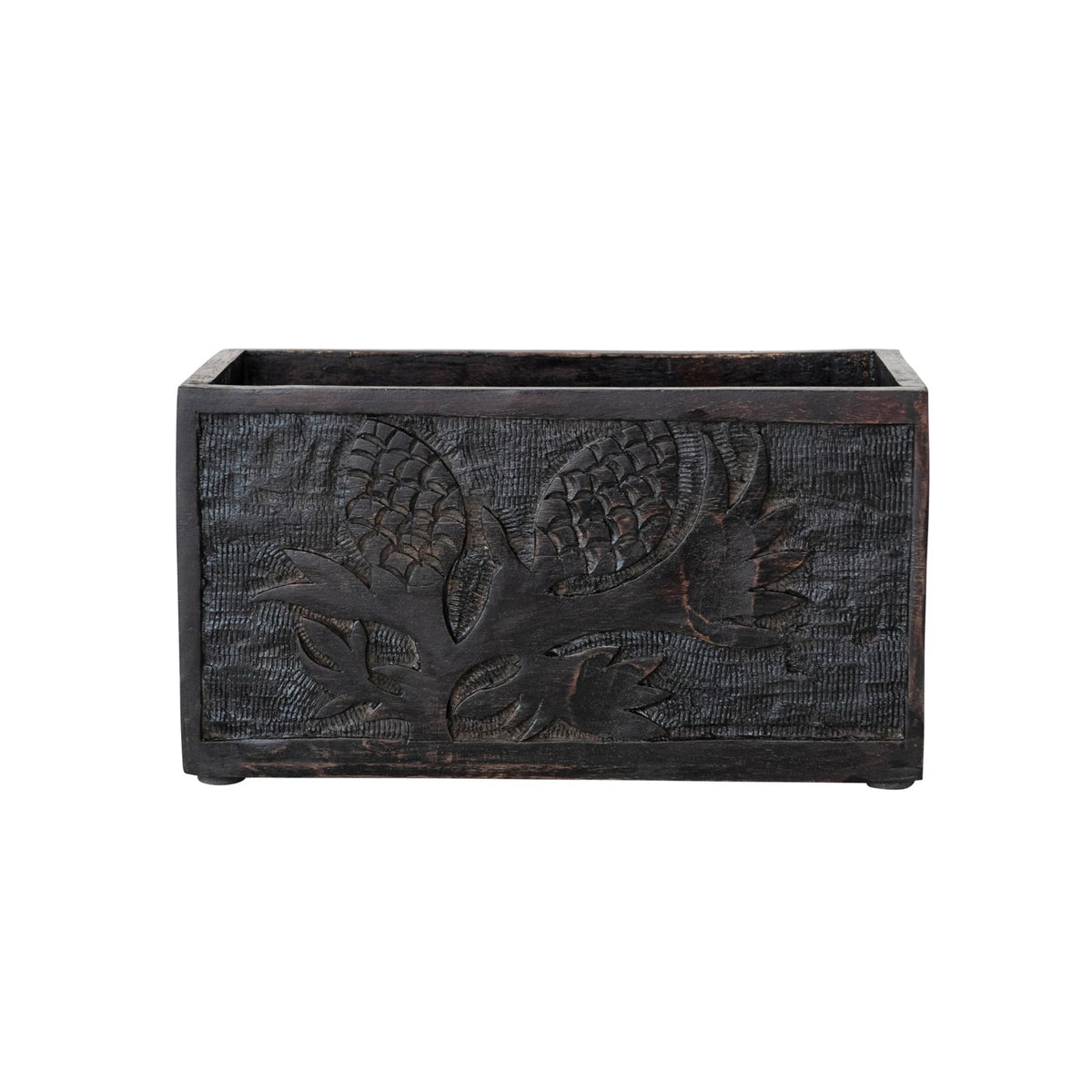 Hand-Carved Mango Wood Crate - Box Turtle