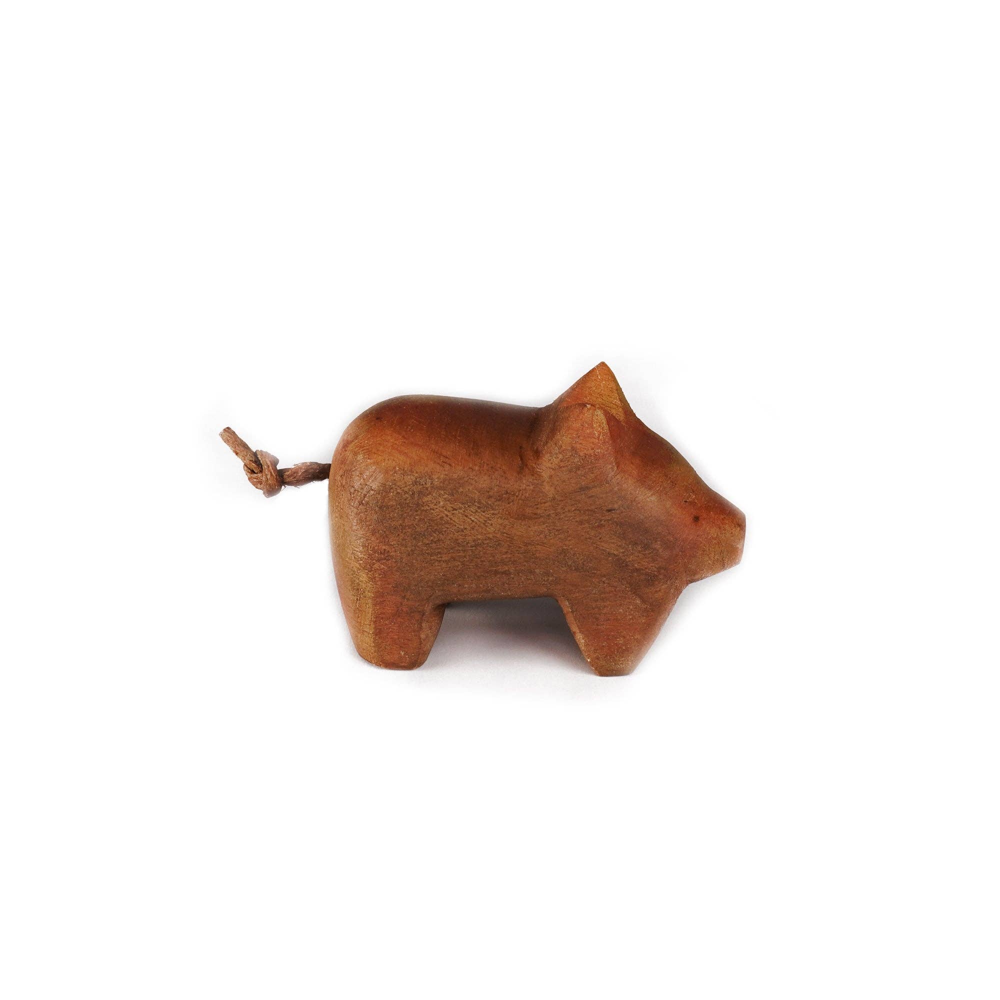Hand Carved Wooden Pig - Box Turtle