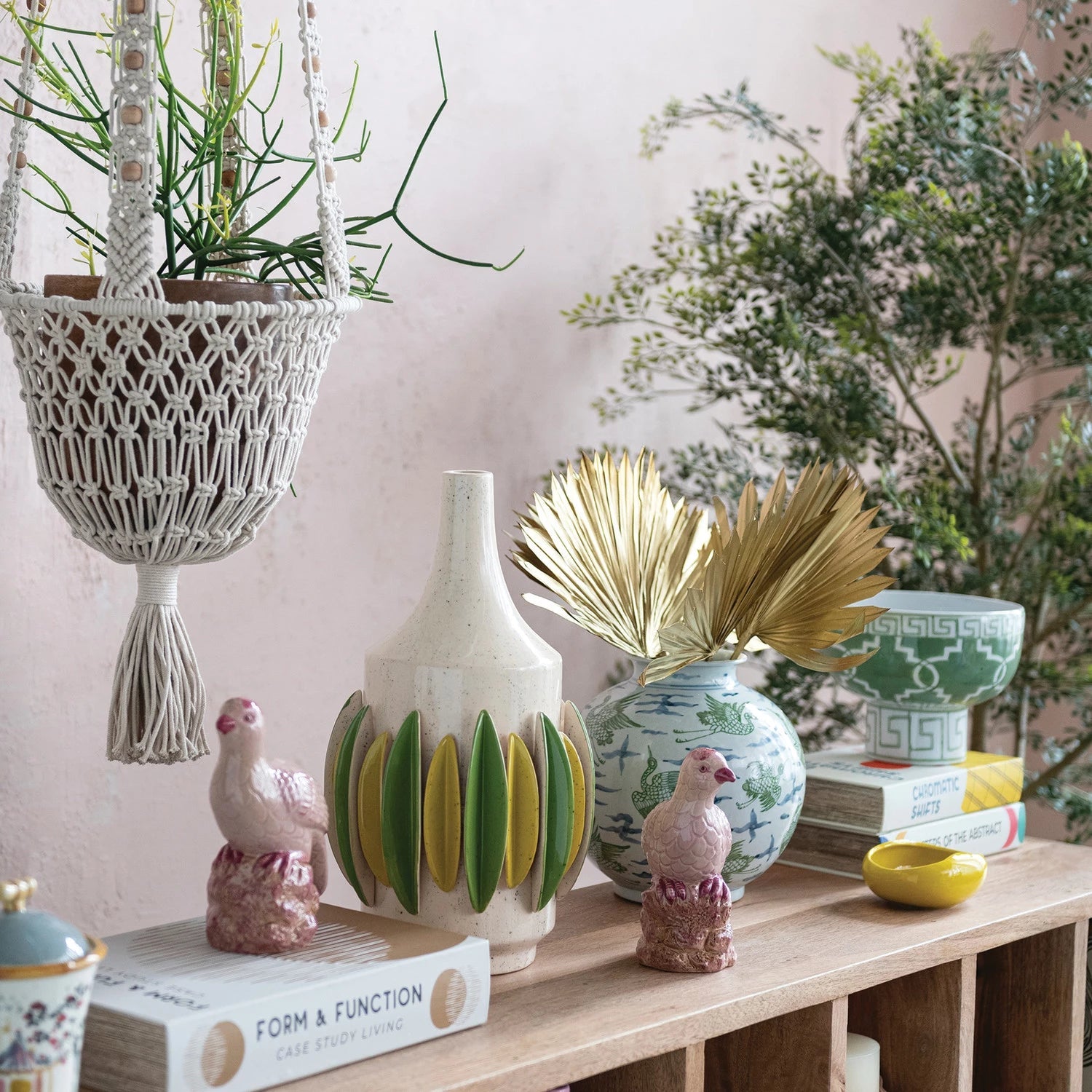 Hand - Painted Geometric Footed Bowl - Box Turtle