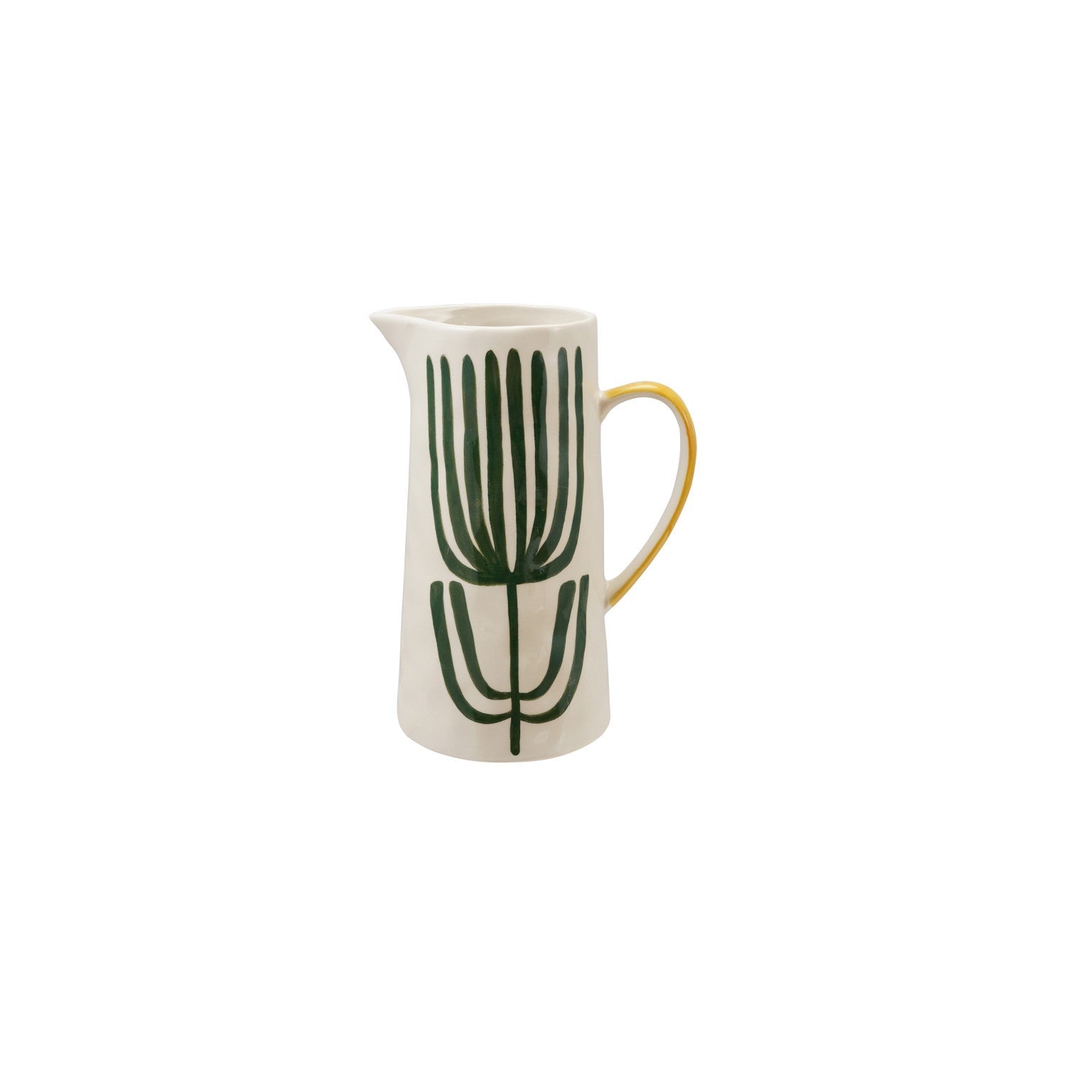 Hand - Painted Stoneware Pitcher with Flower - Box Turtle