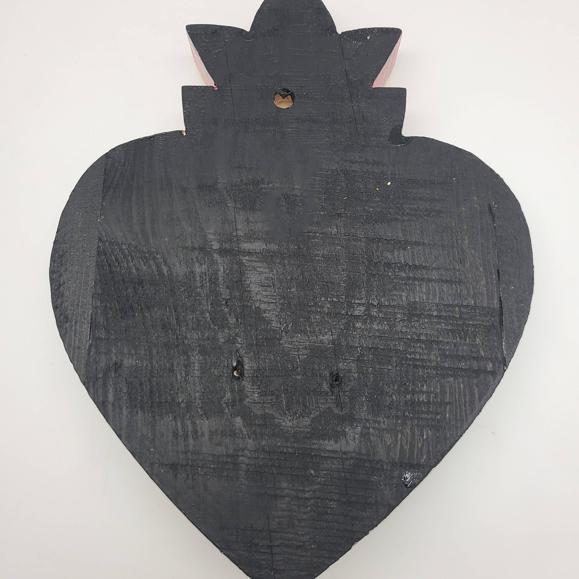 Hand Painted Wood Heart with Milagros - Box Turtle