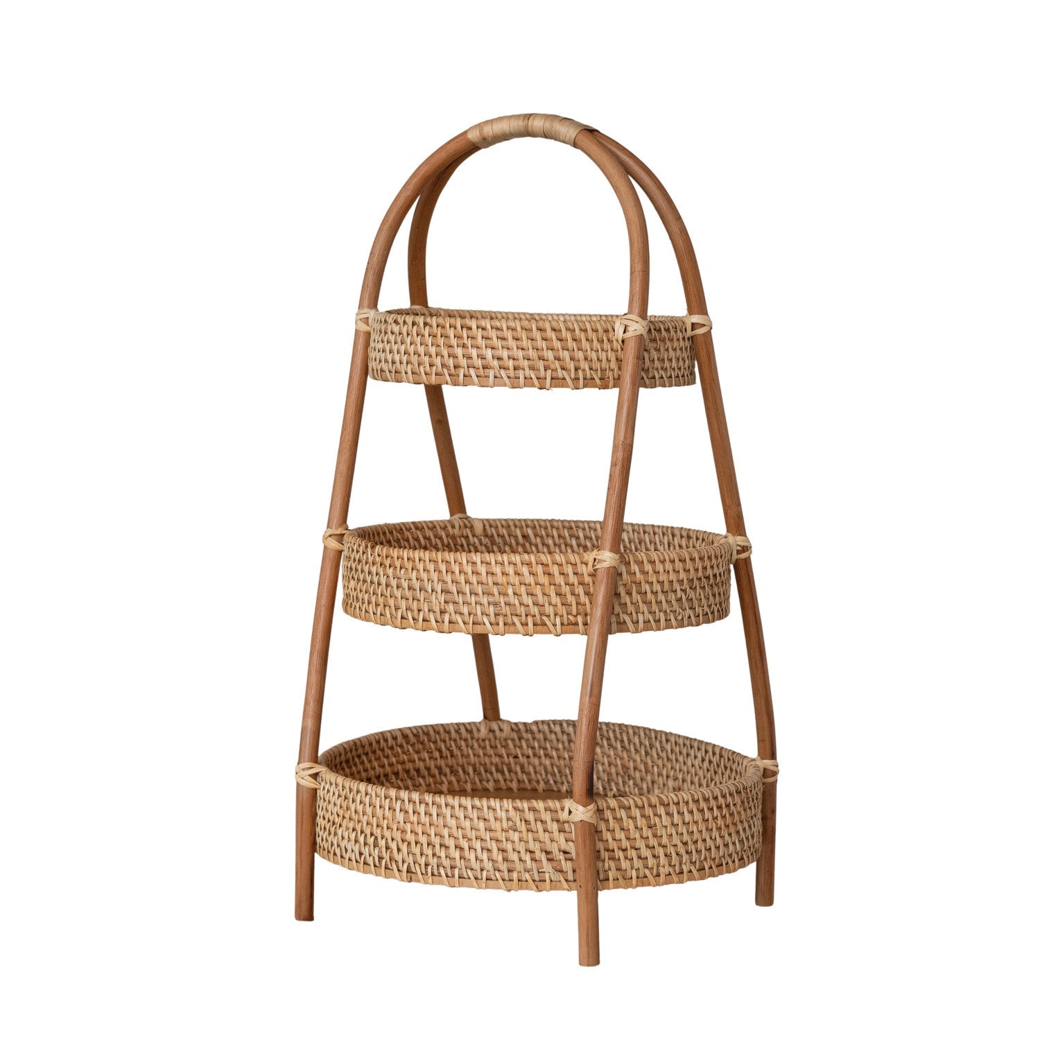 Hand-Woven Rattan & Bamboo 3-Tier etagère - Box Turtle