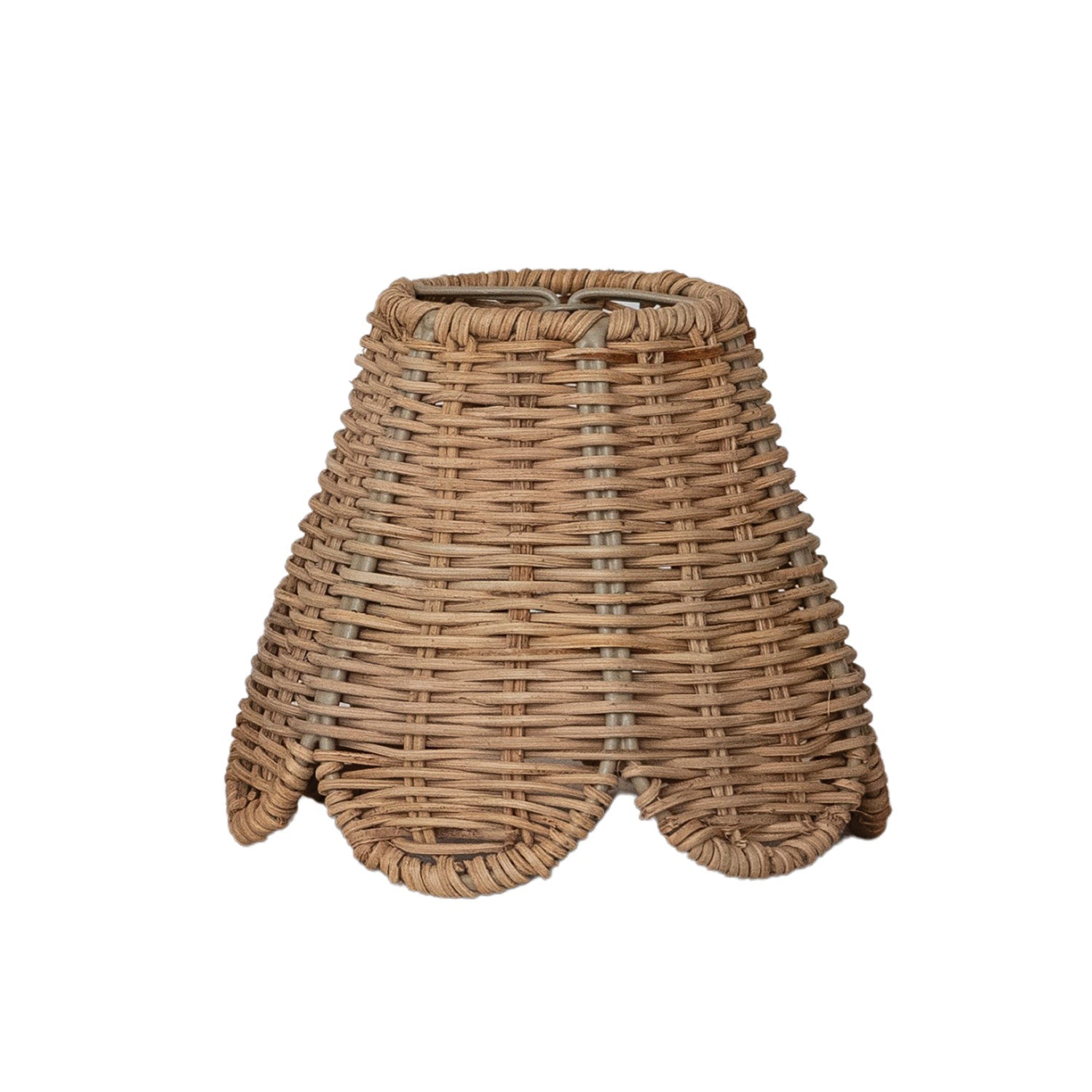 Hand-Woven Rattan Scalloped Chandelier/Sconce Lampshade - Box Turtle