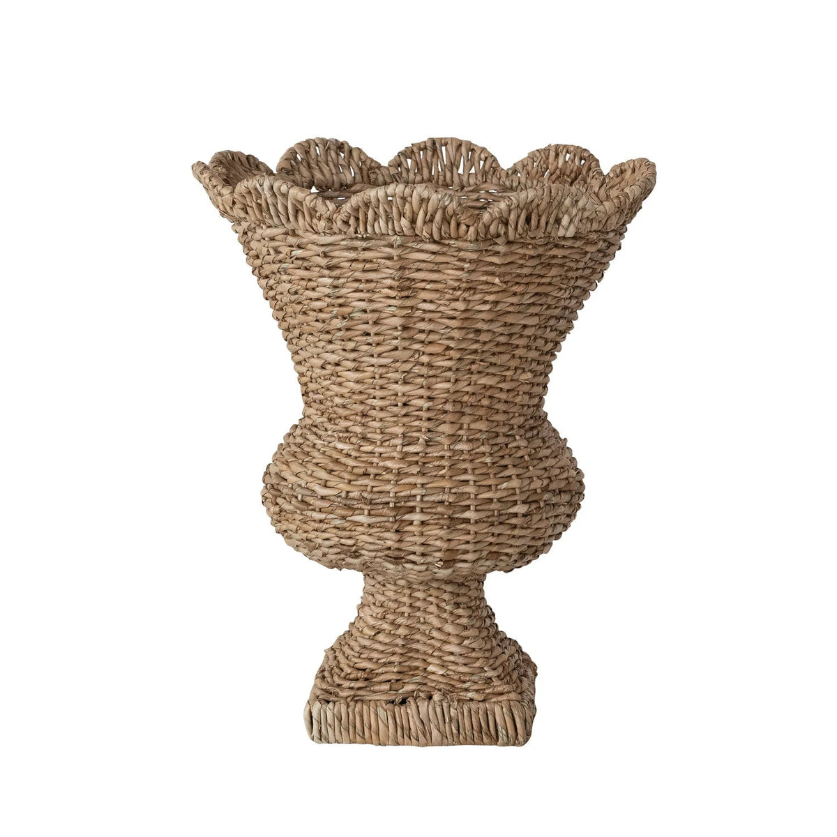 Hand-Woven Rattan Scalloped Urn - Box Turtle