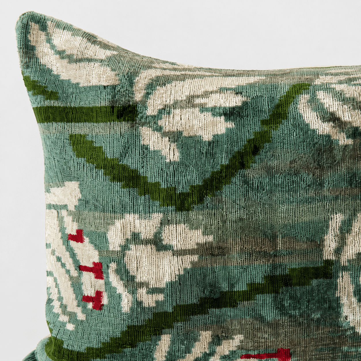 Handmade Aqua Tulip Velvet Lumbar Pillow - Box Turtle