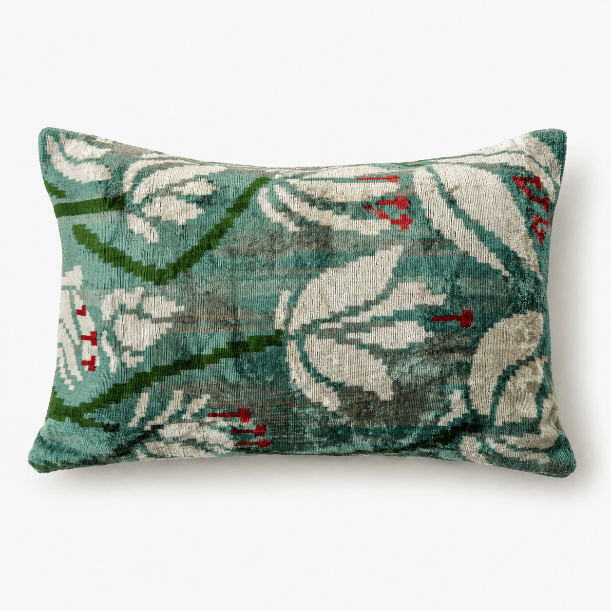 Handmade Aqua Tulip Velvet Lumbar Pillow - Box Turtle