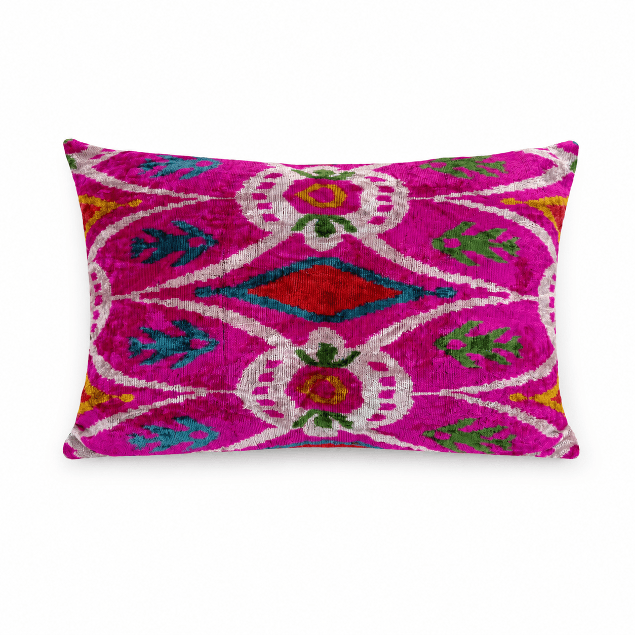 Handmade Fuchsia Medallion Velvet Throw Pillow - Box Turtle