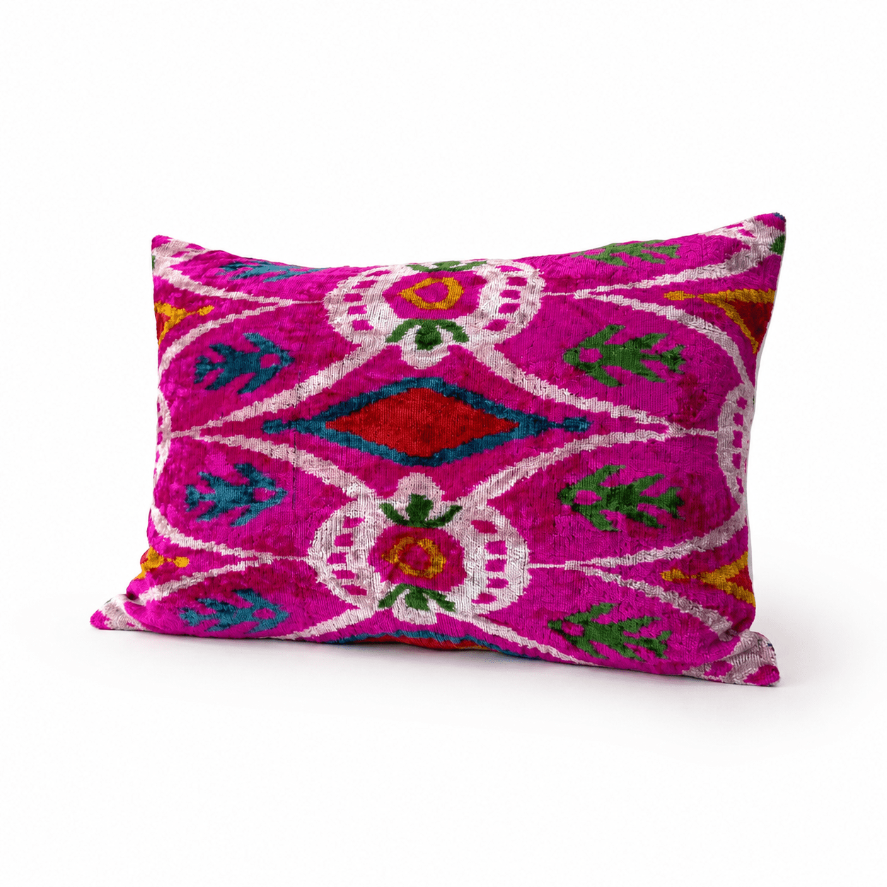 Handmade Fuchsia Medallion Velvet Throw Pillow - Box Turtle