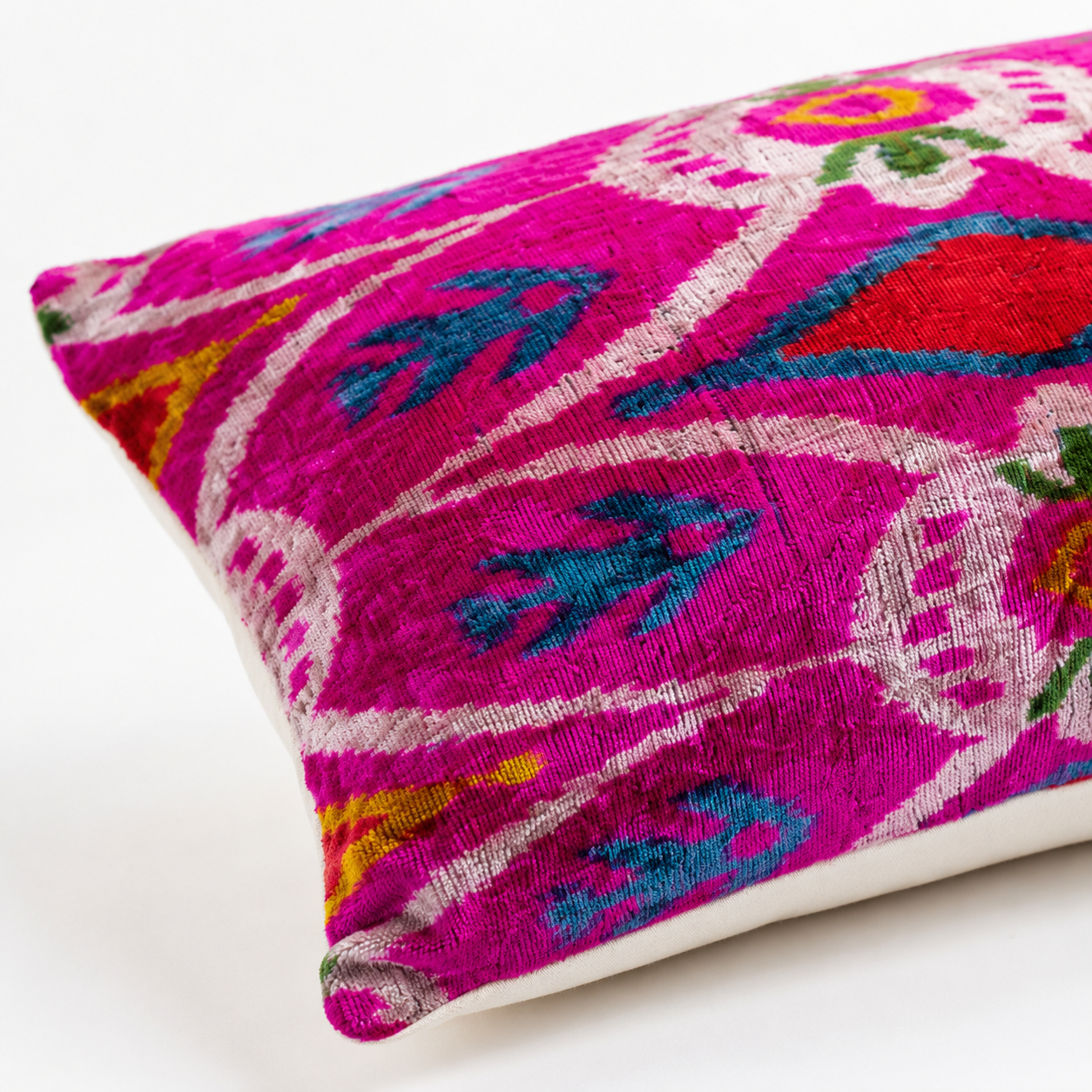 Handmade Fuchsia Medallion Velvet Throw Pillow - Box Turtle